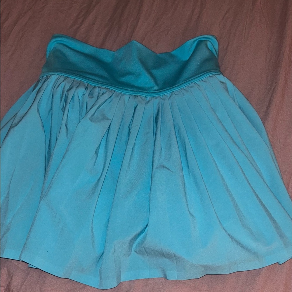 blue skort with ruffles